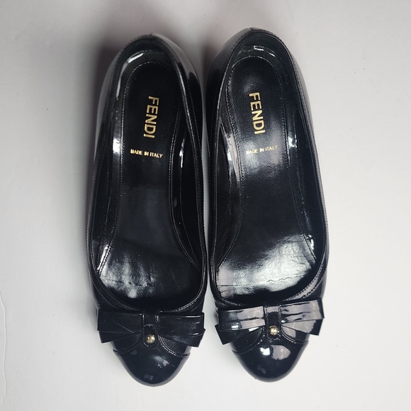 Fendi Shoes - Vintage Fendi Wedge Heels Womems Size 7 Black patent leather